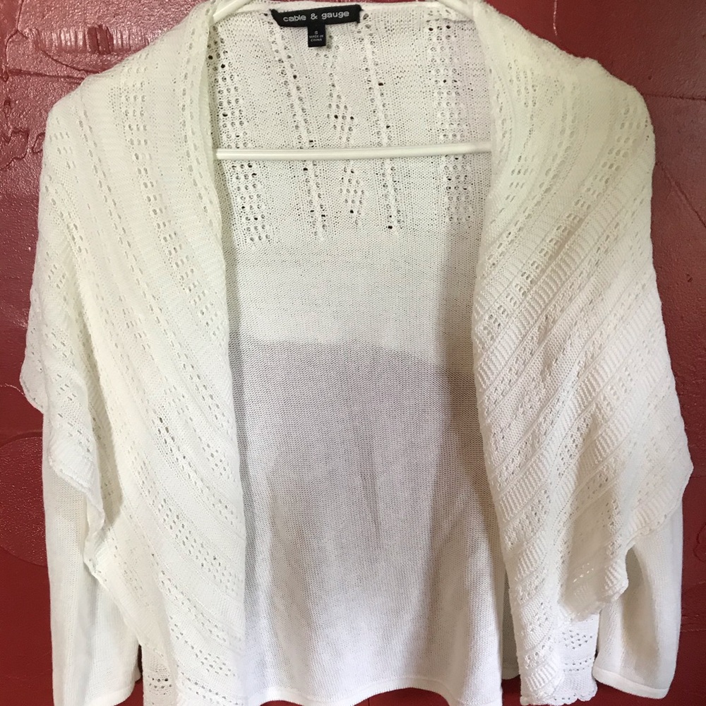 All white cardigan